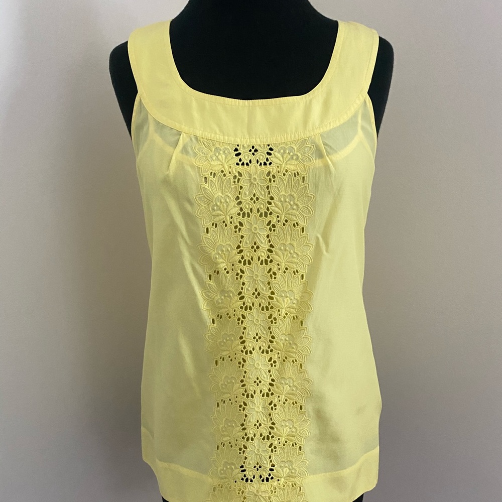 Embroidered eyelet silk/cotton top.